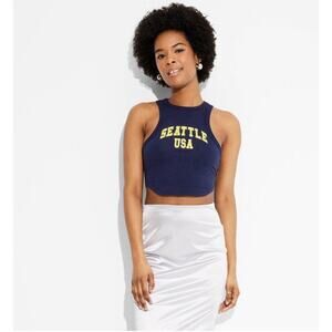 Wild Fable - Seattle USA Graphic Tiny Tank - Navy Blue - Women's L New